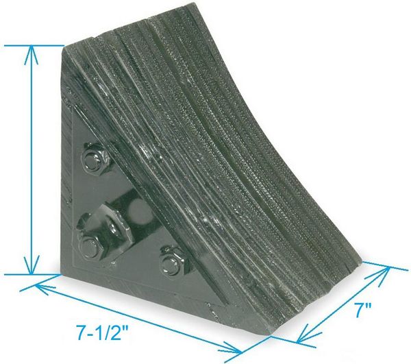 Wheel Chock, 7 In W x 7 3/4 In H, Black