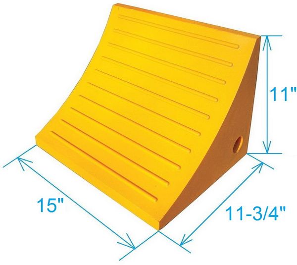 Wheel Chock, 15 In W x 11 In H, Yellow