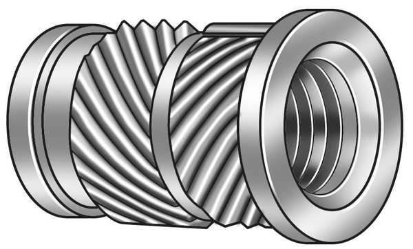 Ultrasonic Insert, #4-40, 15/64 in L, 0.157 in Insert Dia., 0.157 in Tapered End Dia., Brass
