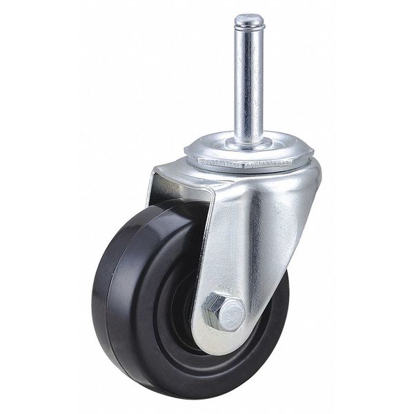 Swivel Stem Caster, Rubber, 3 in., 175 lb.