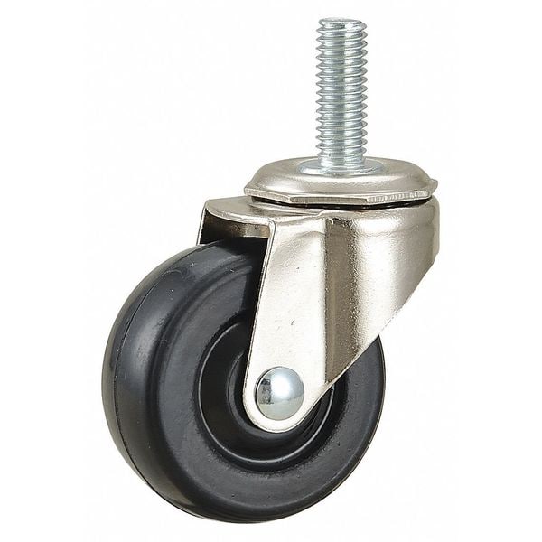 Swivel Stem Caster, Rubber, 2 in., 75 lb.