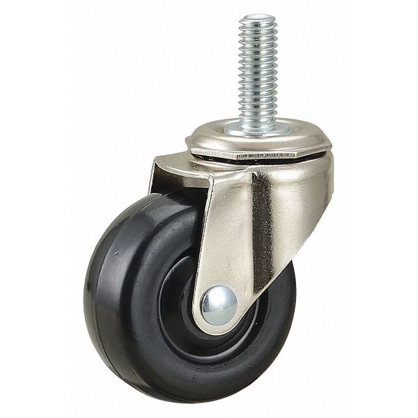 Swivel Stem Caster, Rubber, 2 in., 75 lb.