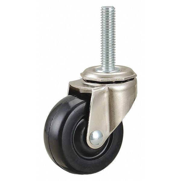 Swivel Stem Caster, Rubber, 2 in., 75 lb.