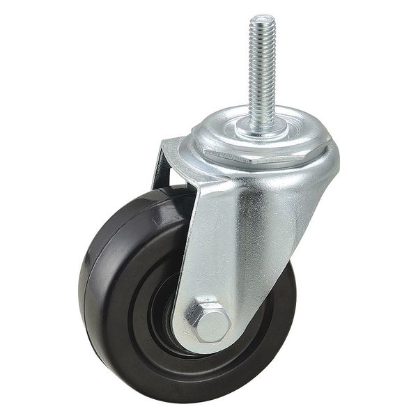 Swivel Stem Caster, Rubber, 3 in., 165 lb.