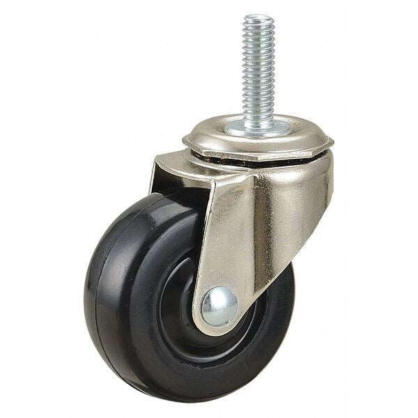 Swivel Stem Caster, Rubber, 2 in., 75 lb.