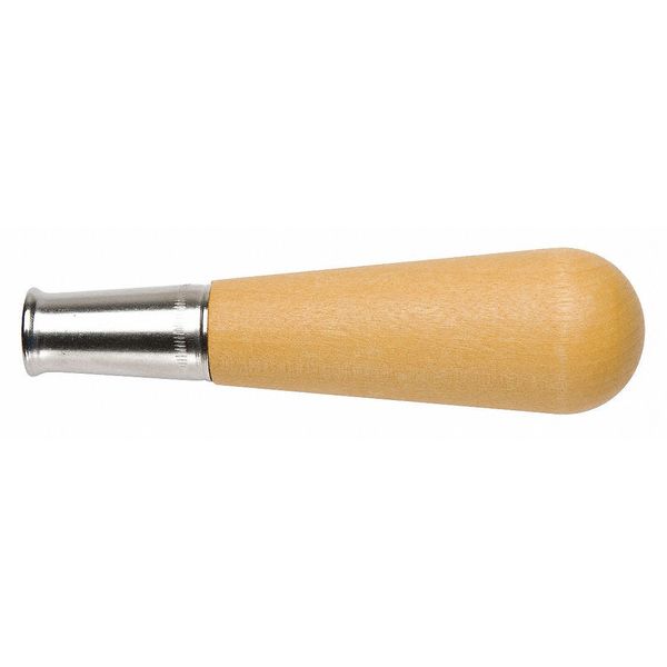 Metal Ferruled File Handle, Length 4 7/8 in, Dia in 1 5/16 in, Wood
