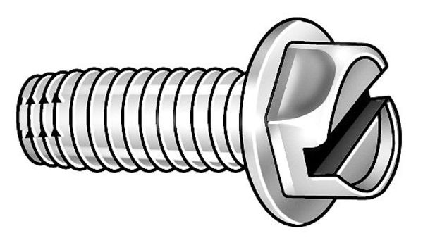 Thread Cutting Screw, #6 x 1/2 in, Zinc Plated Steel Hex Head Hex Drive, 100 PK