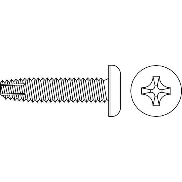Thread Cutting Screw, #8 x 5/8 in, Zinc Plated Steel Pan Head Phillips Drive, 100 PK