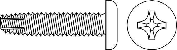 Thread Forming Screw, #4 x 7/16 in, Zinc Plated Steel Pan Head Phillips Drive, 25000 PK