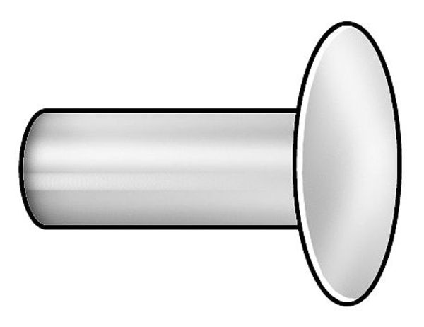 Semi-Tubular Rivet, Truss Head, 3/16 in Dia., 5/8 in L, Stainless Steel Body, 50 PK