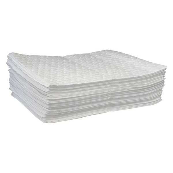 Sorbents, 14 gal. Oil Absorbed, White, Polypropylene, 100 PK