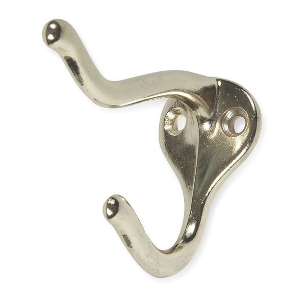 Coat and Garment Hook, 2 Ends, Brass