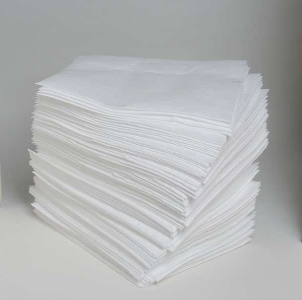 Sorbents, 33 gal/pk, 42 oz/pad, Oil Absorbed, White, Polypropylene, 100 PK