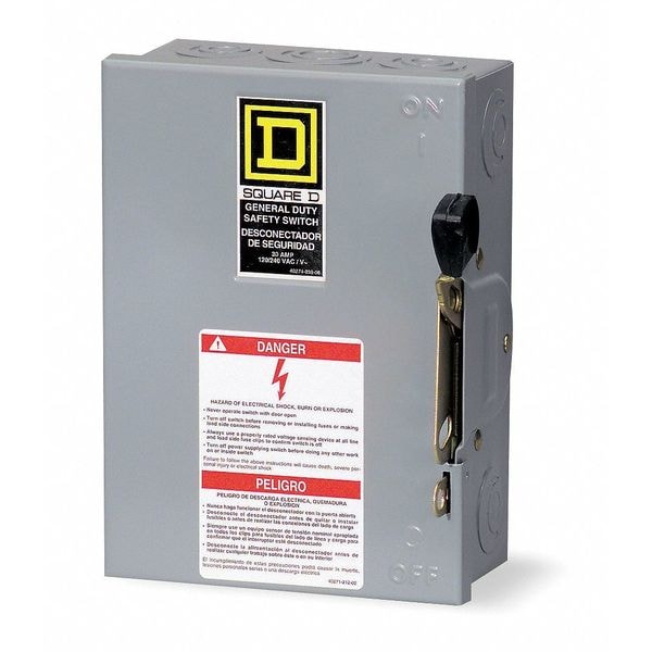 Fusible Safety Switch, General Duty, 240V AC/DC, 2PST, 400 A, NEMA 1
