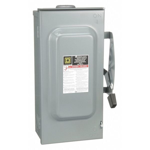 Fusible Safety Switch, General Duty, 240V AC, 3PST, 100 A, NEMA 3R