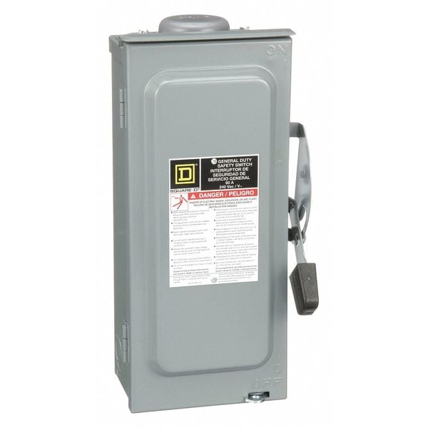 Fusible Single Throw Safety Switch, General Duty, 240V AC, 2PST, 60 A, NEMA 3R
