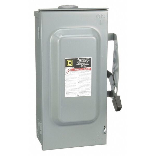 Fusible Safety Switch, General Duty, 240V AC, 2PST, 100 A, NEMA 3R