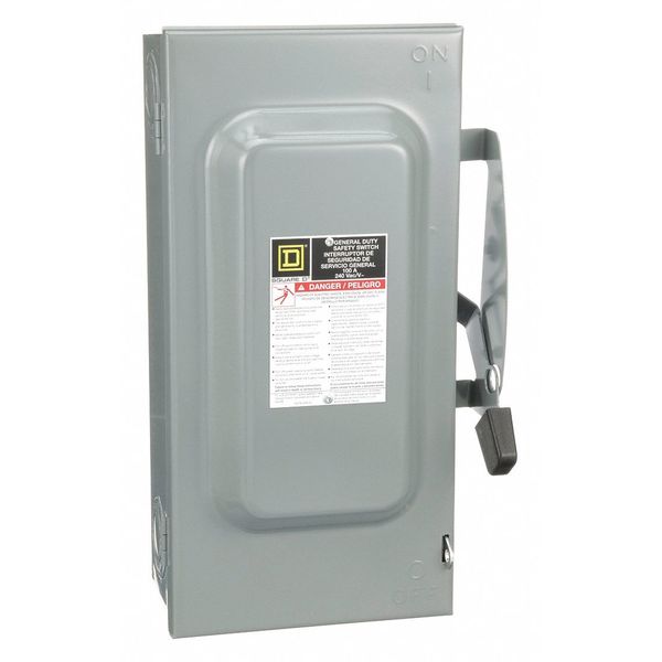 Nonfusible Safety Switch, General Duty, 240V AC, 3PST, 100 A, NEMA 1