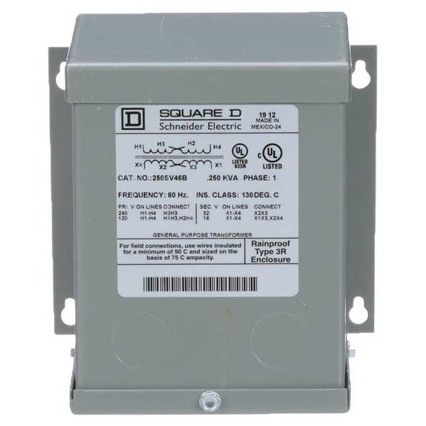 Transformer, 120/240VAC, 16/32VAC, 250VA