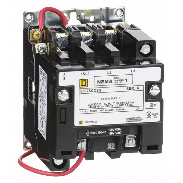 120VAC Non-Reversing Magnetic Contactor 3P 27A NEMA 1