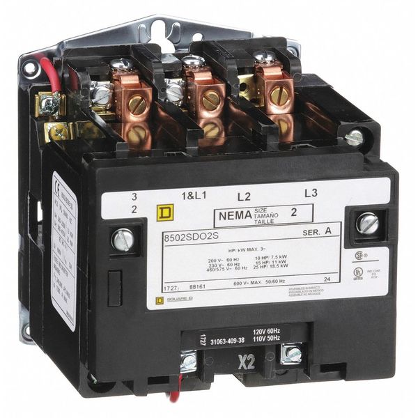 120VAC Non-Reversing Magnetic Contactor 3P 45A NEMA 2