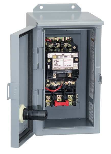 Nonreversing Magnetic Motor Starter, 12, 3R NEMA Rating, 240V AC, 3 Poles, No Auxiliary Contacts
