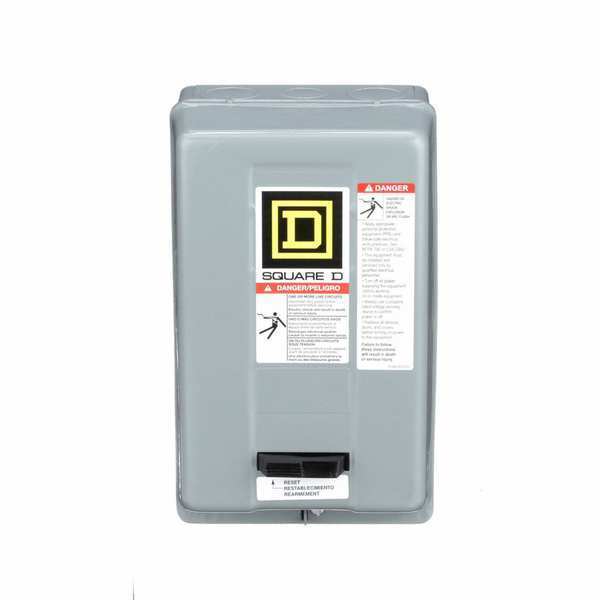 Nonreversing Magnetic Motor Starter, 1 NEMA Rating, 240V AC, 3 Poles, No Auxiliary Contacts