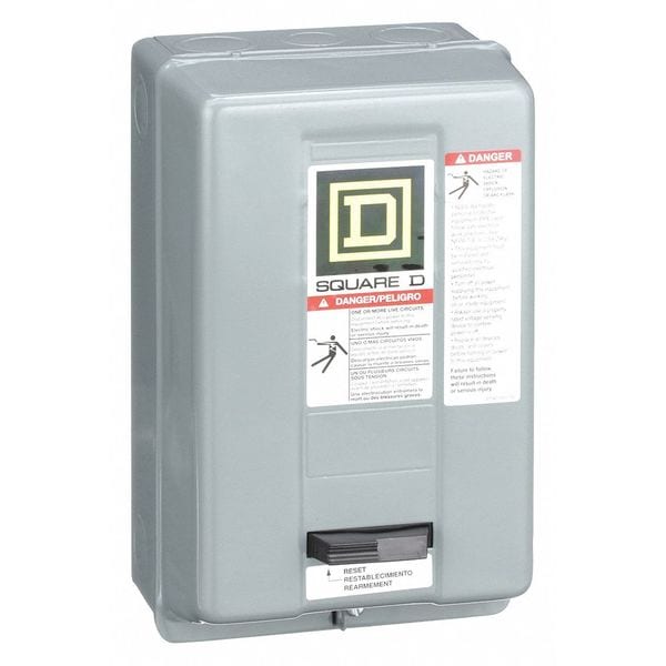 Nonreversing Magnetic Motor Starter, 1 NEMA Rating, 120V AC, 3 Poles, No Auxiliary Contacts