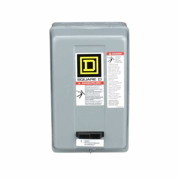Nonreversing Magnetic Motor Starter, 1 NEMA Rating, 240V AC, 3 Poles, No Auxiliary Contacts