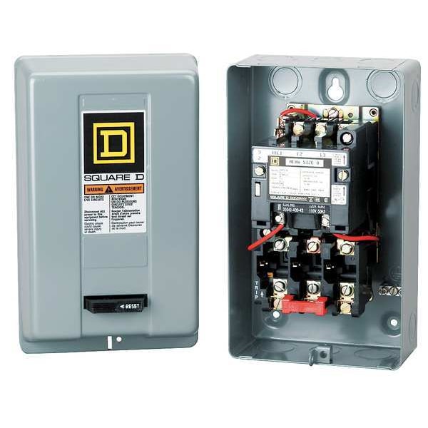 Nonreversing Magnetic Motor Starter, 1 NEMA Rating, 240V AC, 2 Poles, No Auxiliary Contacts