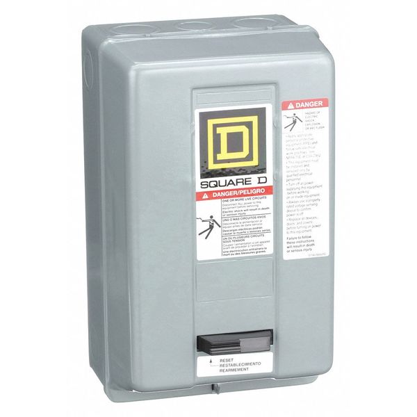 Nonreversing Magnetic Motor Starter, 1 NEMA Rating, 120V AC, 3 Poles, No Auxiliary Contacts