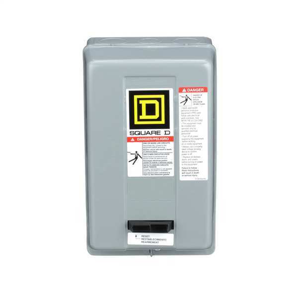 Nonreversing Magnetic Motor Starter, 1 NEMA Rating, 24V AC, 3 Poles, No Auxiliary Contacts