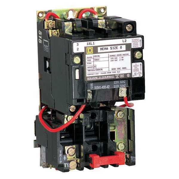Nonreversing Magnetic Motor Starter, No Enclosure NEMA Rating, 24V AC, 3 Poles