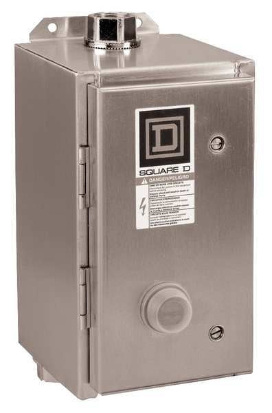 Nonreversing Magnetic Motor Starter, 4, 4X NEMA Rating, 120V AC, 3 Poles, No Auxiliary Contacts