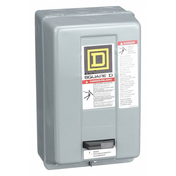 Nonreversing Magnetic Motor Starter, 1 NEMA Rating, 120V AC, 3 Poles, No Auxiliary Contacts