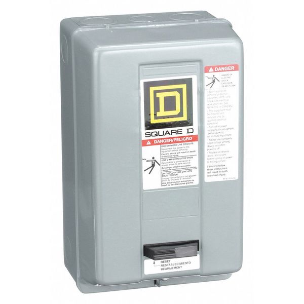 Nonreversing Magnetic Motor Starter, 1 NEMA Rating, 240V AC, 3 Poles, No Auxiliary Contacts