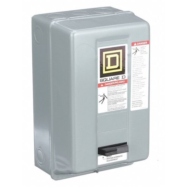 Nonreversing Magnetic Motor Starter, 1 NEMA Rating, 480V AC, 3 Poles, No Auxiliary Contacts