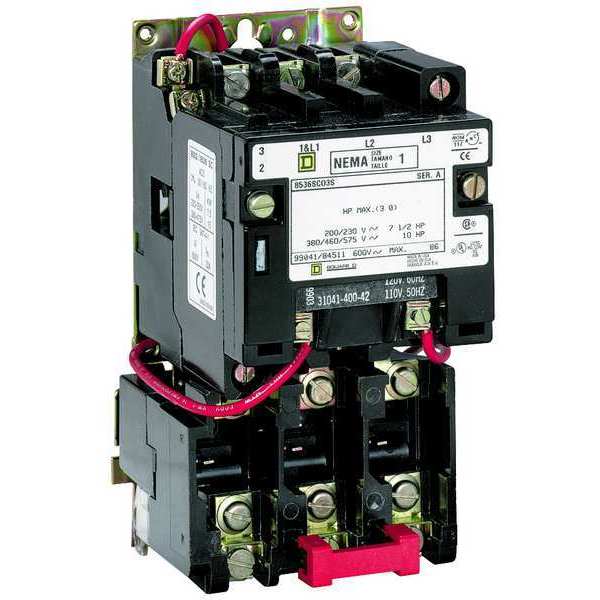 Nonreversing Magnetic Motor Starter, No Enclosure NEMA Rating, 480V AC, 3 Poles
