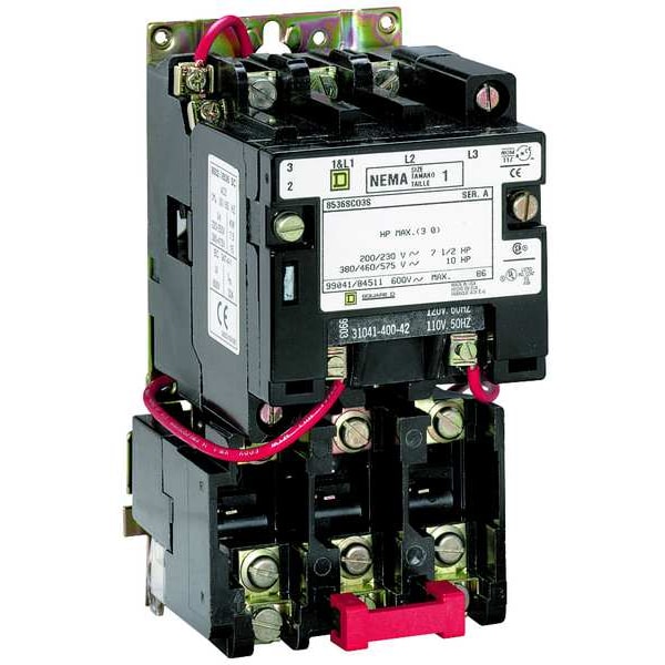 Nonreversing Magnetic Motor Starter, No Enclosure NEMA Rating, 480V AC, 3 Poles