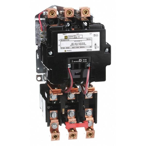 Nonreversing Magnetic Motor Starter, No Enclosure NEMA Rating, 120V AC, 3 Poles
