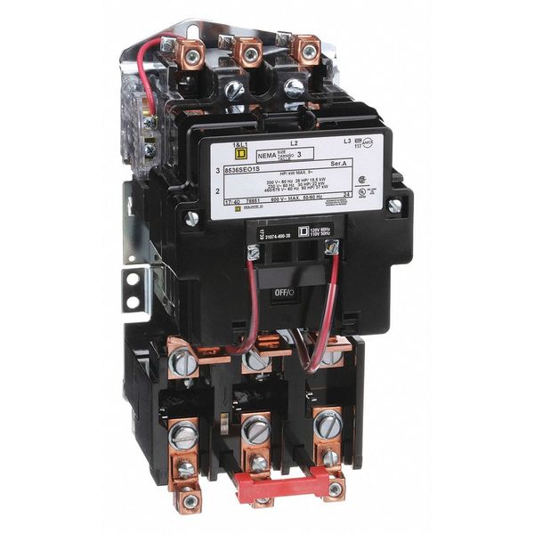 Nonreversing Magnetic Motor Starter, No Enclosure NEMA Rating, 120V AC, 3 Poles