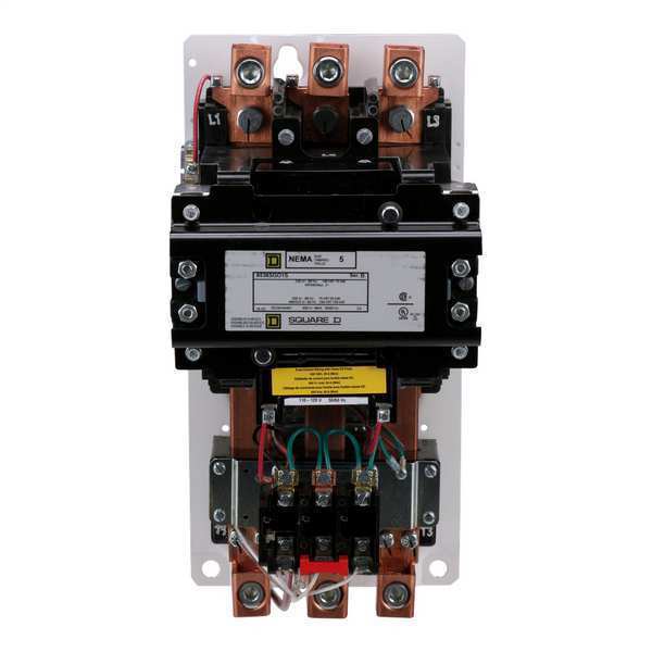 Nonreversing Magnetic Motor Starter, No Enclosure NEMA Rating, 120V AC, 3 Poles