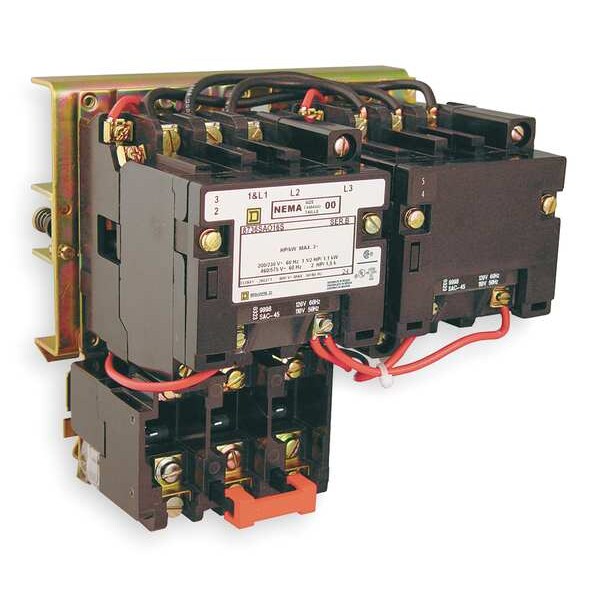 Reversing Magnetic Motor Starter, No Enclosure NEMA Rating, 120V AC, 3 Poles, No Auxiliary Contacts