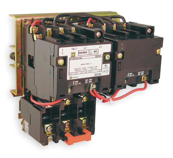 Reversing NEMA Magnetic Motor Starter, No Enclosure NEMA Rating, 120V AC, 3 Poles, 1NO