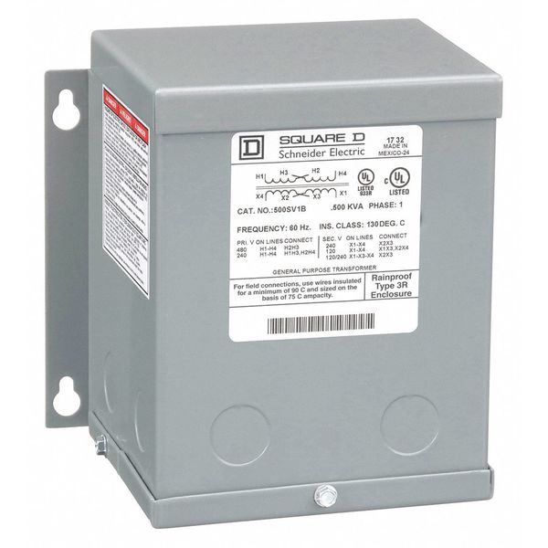Transformer, 500VA, 120/240V, Wall, Hz: 60