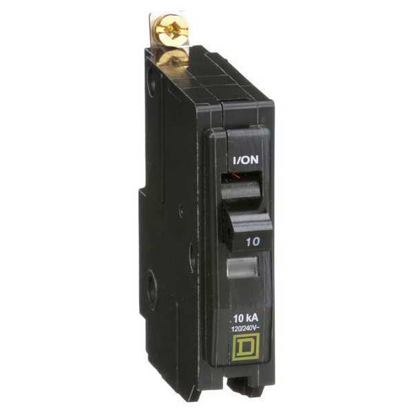 Miniature Circuit Breaker, 10 A, 120/240V AC, 1 Pole, Bolt On Mounting Style, QOB Series
