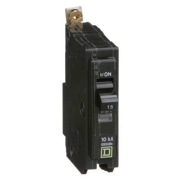 Miniature Circuit Breaker, 15 A, 120/240V AC, 1 Pole, Bolt On Mounting Style, QOB Series