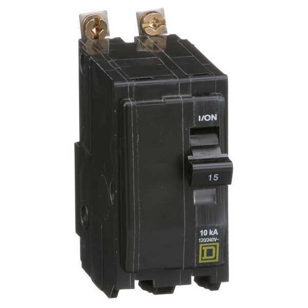 Miniature Circuit Breaker, 15 A, 120/240V AC, 2 Pole, Bolt On Mounting Style, QOB Series