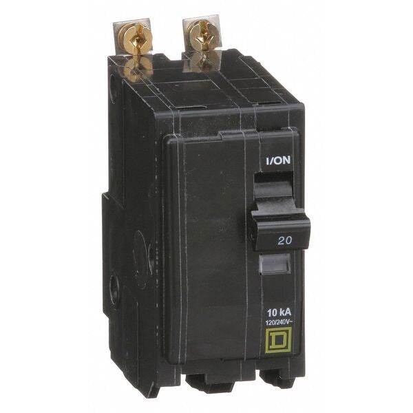 Miniature Circuit Breaker, 20 A, 120/240V AC, 2 Pole, Bolt On Mounting Style, QOB Series