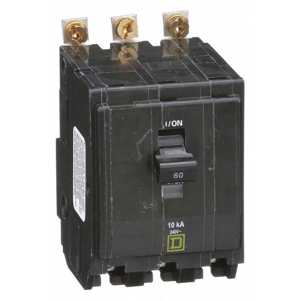 Miniature Circuit Breaker, 60 A, 120/240V AC, 3 Pole, Bolt On Mounting Style, QOB Series